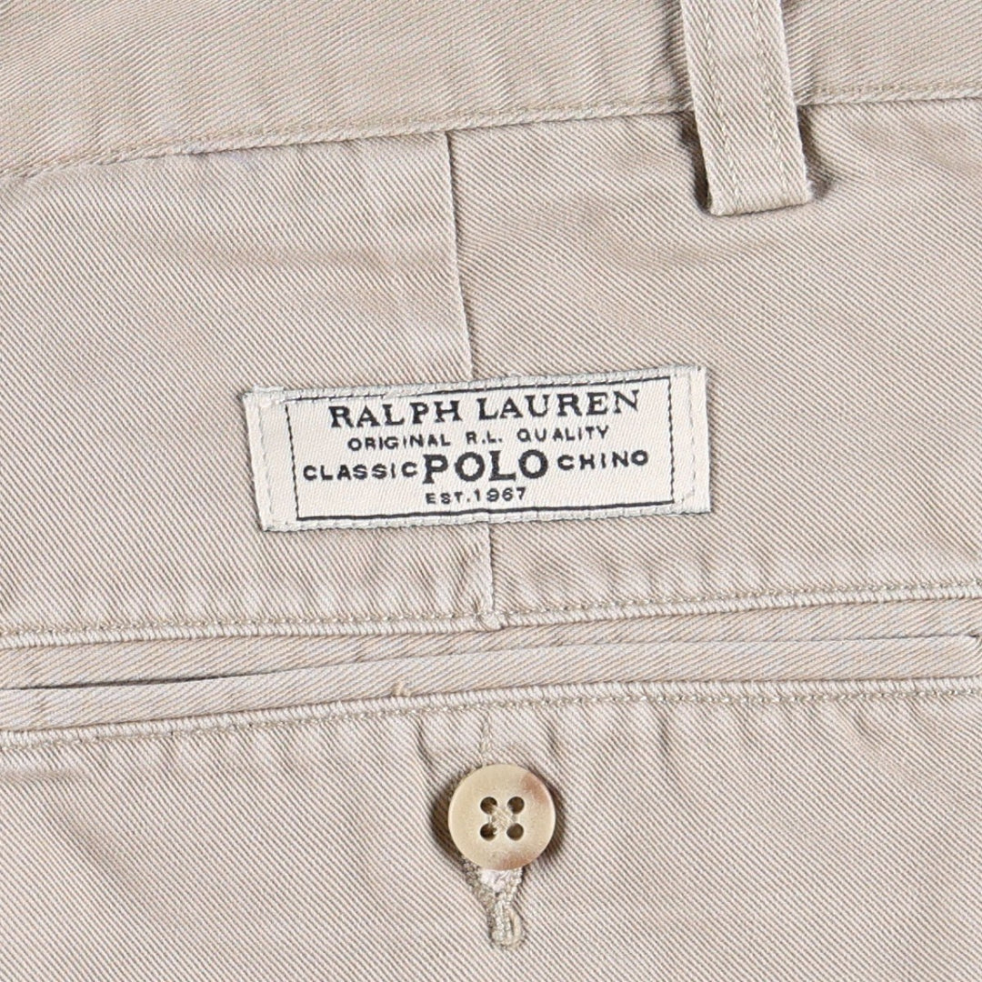 Ralph Lauren POLO by Ralph Lauren ANDREW PANT Two-pleat chino pants for men, equivalent to W33 cotton Beige type Vintage Second Hand