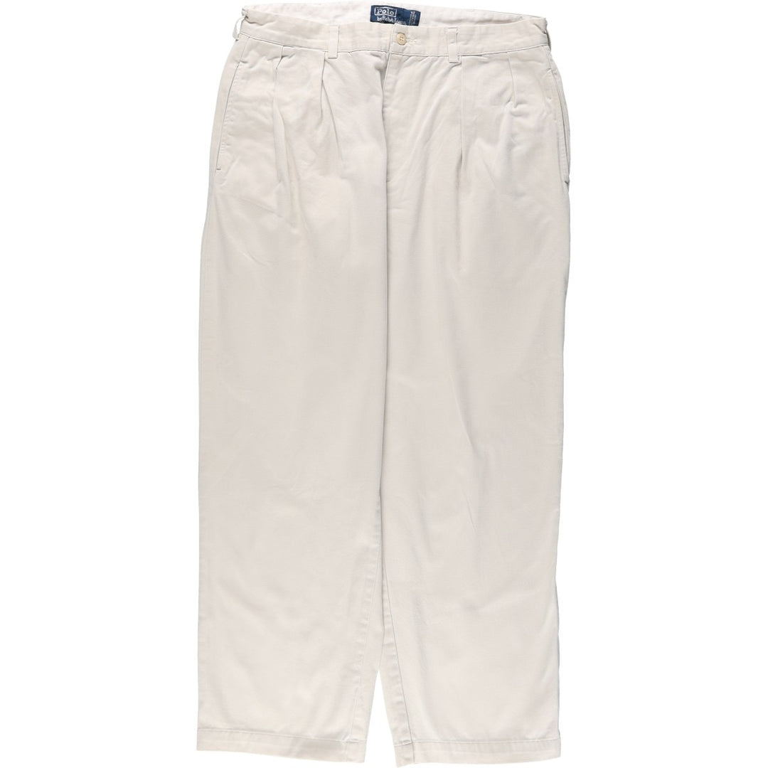Ralph Lauren POLO by Ralph Lauren ANDREW PANT Two-pleat Chino Pants Men's Size W34 cotton ivory Vintage Second Hand