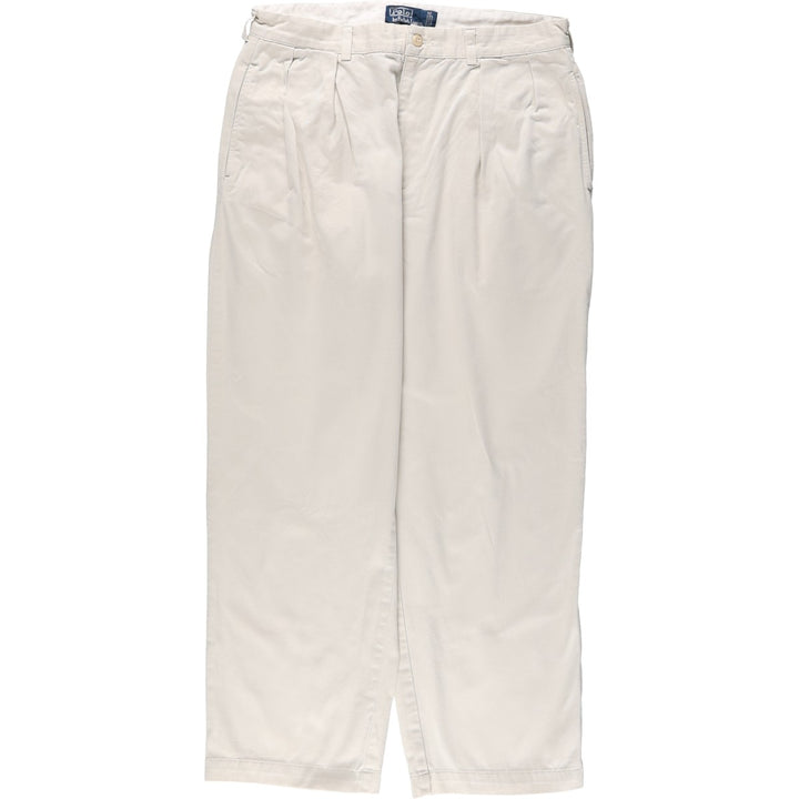 Ralph Lauren POLO by Ralph Lauren ANDREW PANT Two-pleat Chino Pants Men's Size W34 cotton ivory Vintage Second Hand