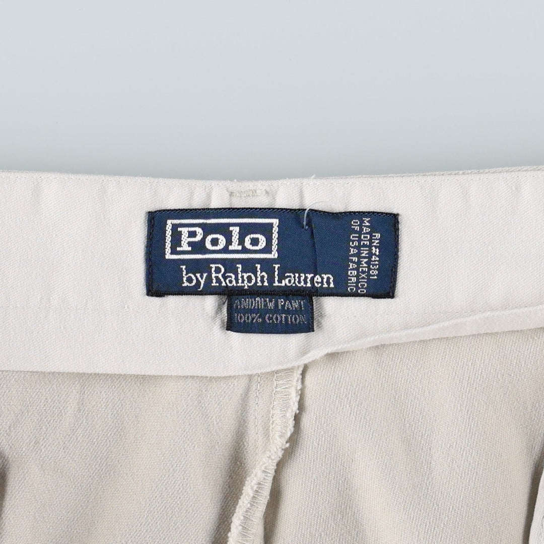 Ralph Lauren POLO by Ralph Lauren ANDREW PANT Two-pleat Chino Pants Men's Size W34 cotton ivory Vintage Second Hand