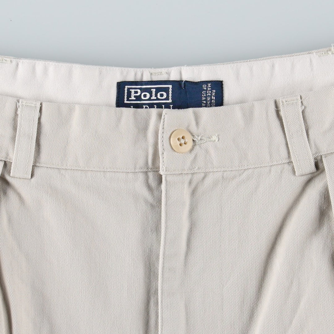 Ralph Lauren POLO by Ralph Lauren ANDREW PANT Two-pleat Chino Pants Men's Size W34 cotton ivory Vintage Second Hand