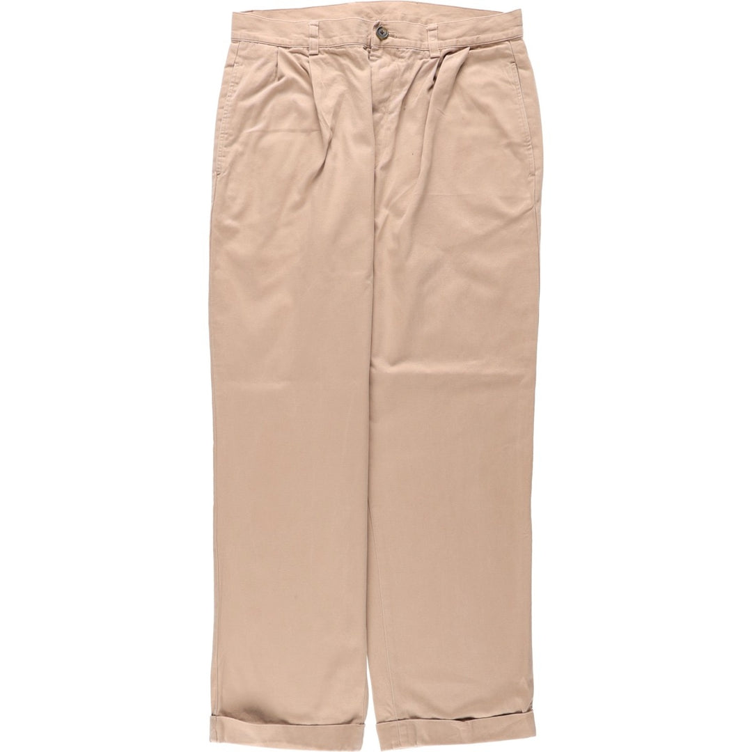 2000'S Brooks Brothers 346 Men's W33 equivalent, two-pleat trousers cotton beige type brown Vintage Second Hand