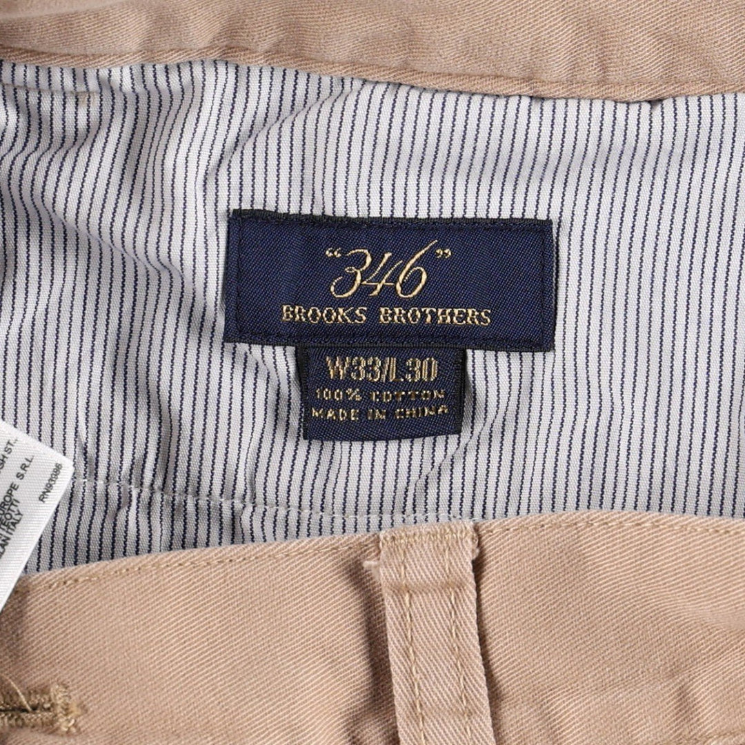 2000'S Brooks Brothers 346 Men's W33 equivalent, two-pleat trousers cotton beige type brown Vintage Second Hand