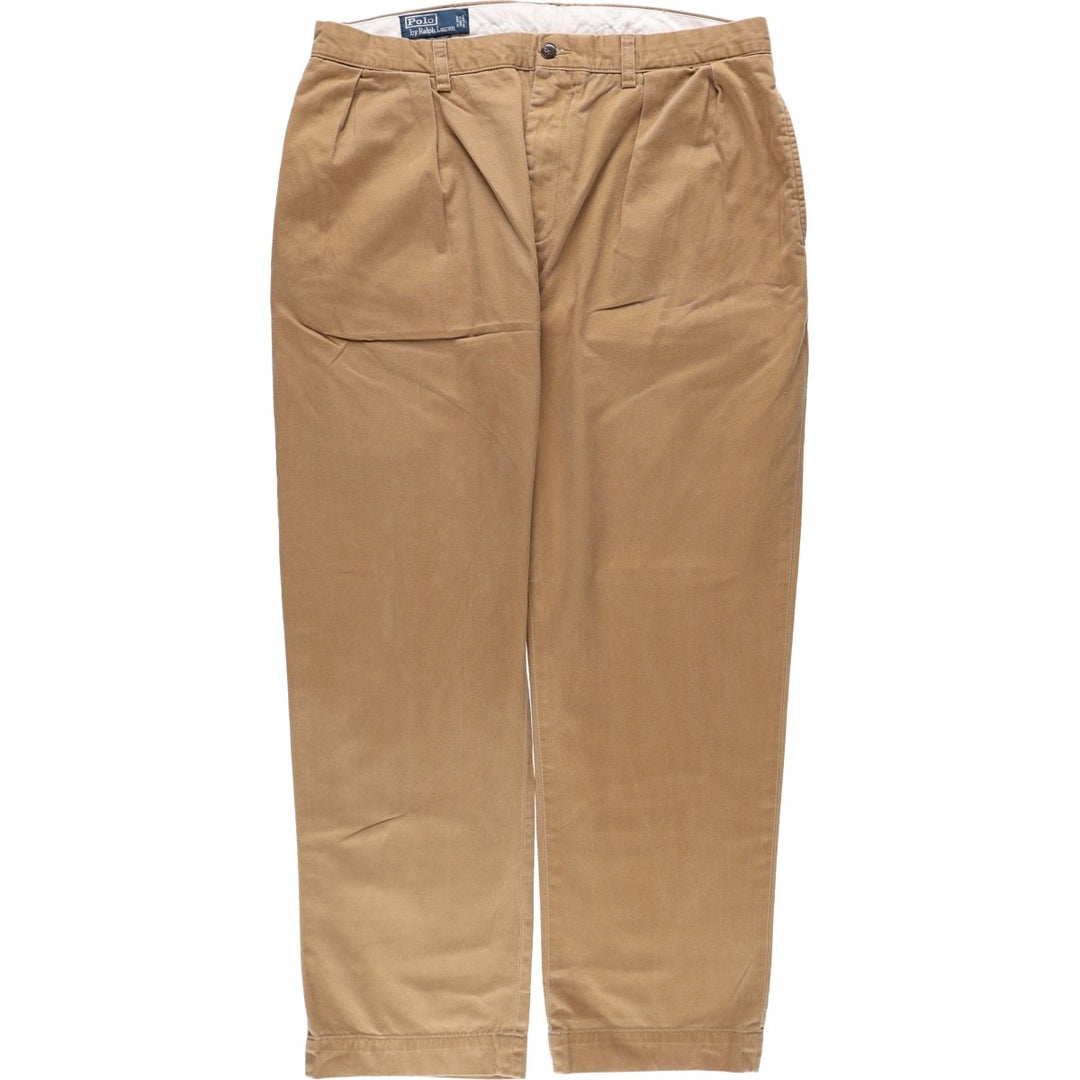 Ralph Lauren POLO by Ralph Lauren ETHAN PANT Two-pleat chino pants for men, size W36 cotton brown type Vintage Second Hand