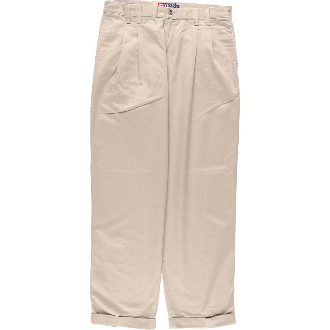 Ralph Lauren CHAPS Two-Pleat Chino Pants, Men's Size W33 (approx.) cotton Beige type Vintage Second Hand