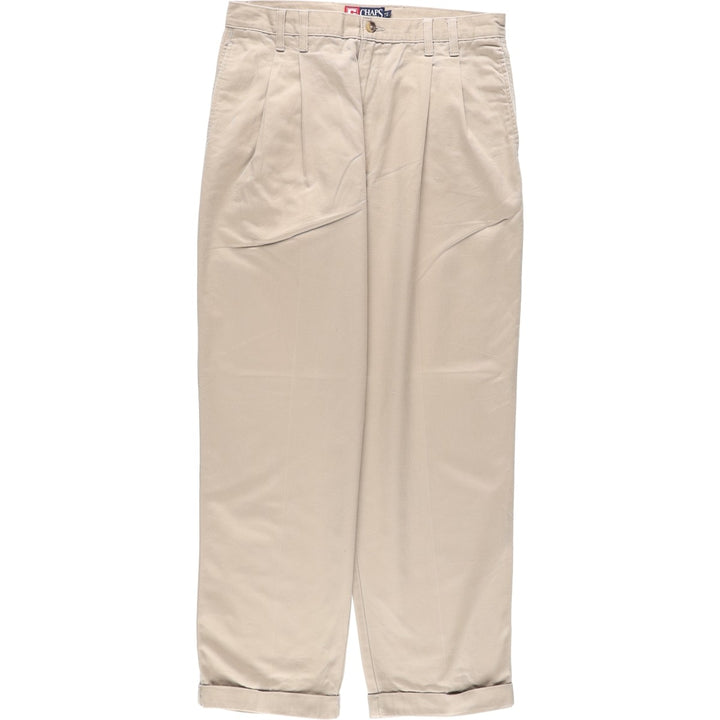 Ralph Lauren CHAPS Two-Pleat Chino Pants, Men's Size W33 (approx.) cotton Beige type Vintage Second Hand
