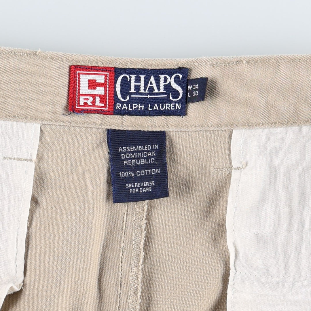 Ralph Lauren CHAPS Two-Pleat Chino Pants, Men's Size W33 (approx.) cotton Beige type Vintage Second Hand