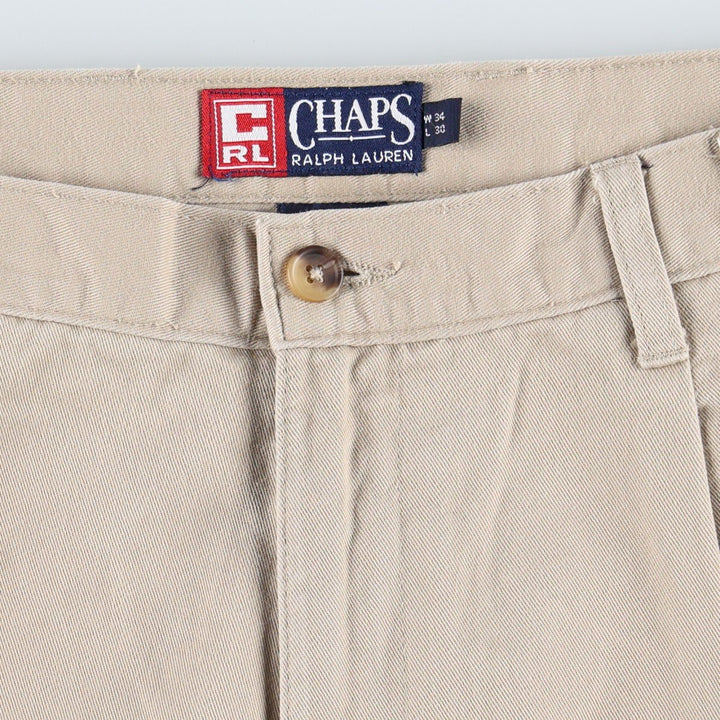 Ralph Lauren CHAPS Two-Pleat Chino Pants, Men's Size W33 (approx.) cotton Beige type Vintage Second Hand