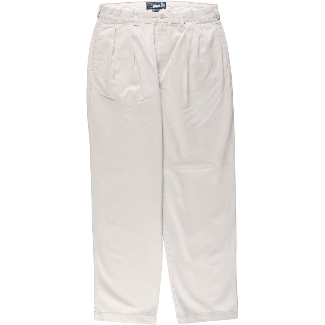 Ralph Lauren POLO by Ralph Lauren ANDREW PANT Two-pleat Chino Pants Men's W33 equivalent cotton ivory Vintage Second Hand