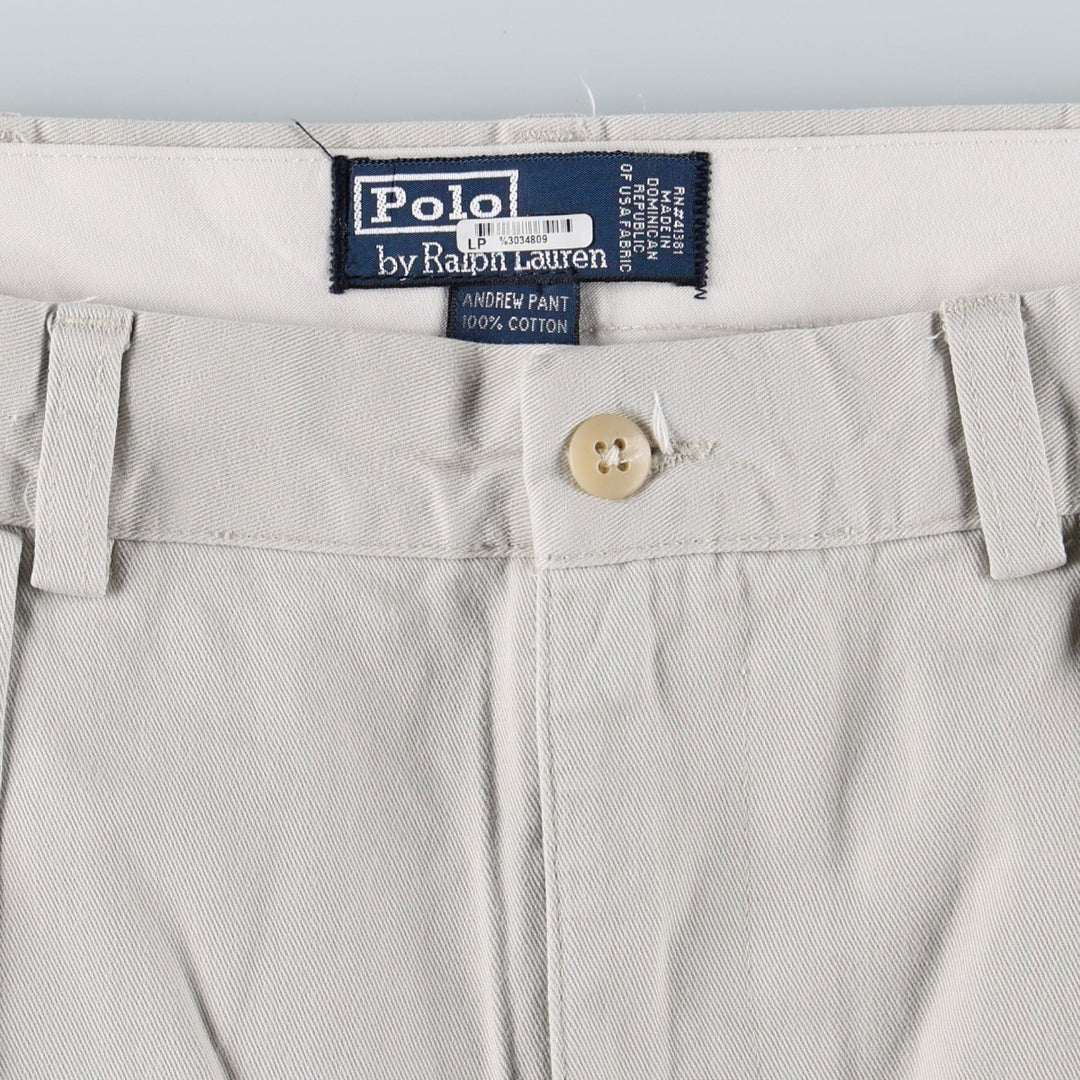 Ralph Lauren POLO by Ralph Lauren ANDREW PANT Two-pleat Chino Pants Men's W33 equivalent cotton ivory Vintage Second Hand