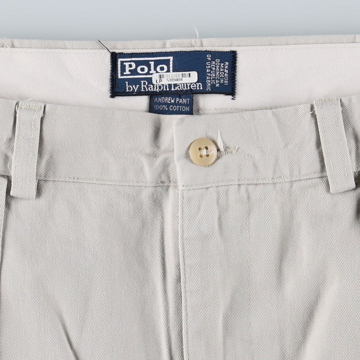Ralph Lauren POLO by Ralph Lauren ANDREW PANT Two-pleat Chino Pants Men's W33 equivalent cotton ivory Vintage Second Hand
