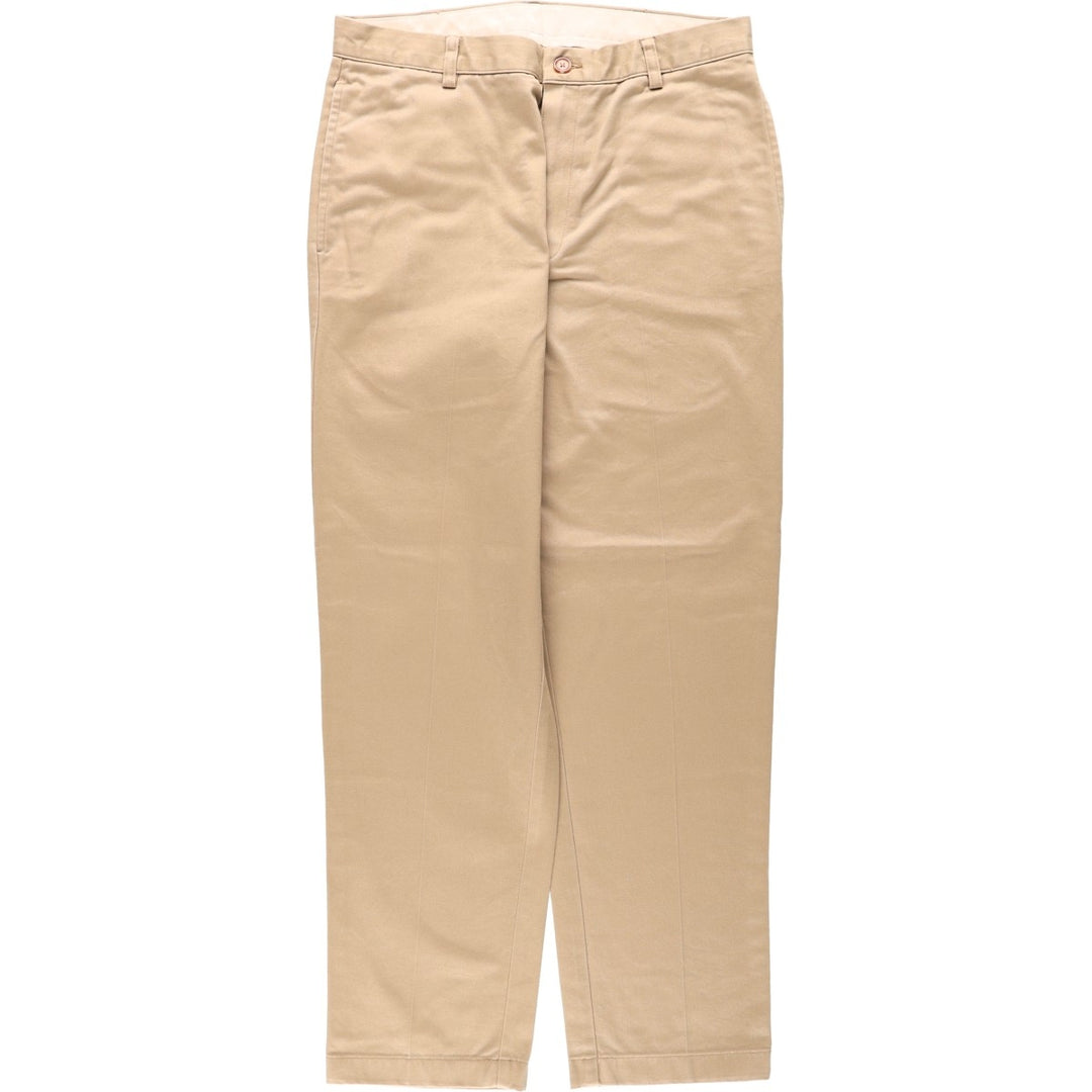 2000'S LLBean Classic Fit Men's Wide Leg Pants (equivalent to W32) with Zipper Fly cotton beige type brown Vintage Second Hand