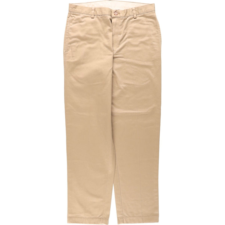 2000'S LLBean Classic Fit Men's Wide Leg Pants (equivalent to W32) with Zipper Fly cotton beige type brown Vintage Second Hand