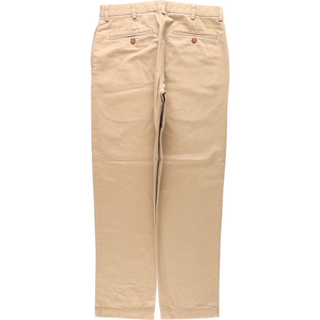 2000'S LLBean Classic Fit Men's Wide Leg Pants (equivalent to W32) with Zipper Fly cotton beige type brown Vintage Second Hand