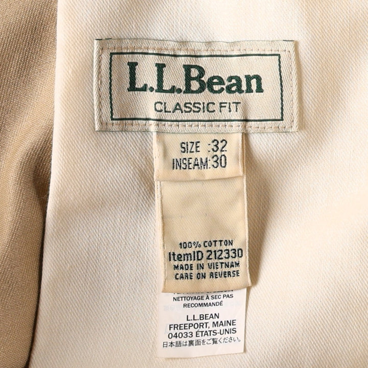 2000'S LLBean Classic Fit Men's Wide Leg Pants (equivalent to W32) with Zipper Fly cotton beige type brown Vintage Second Hand