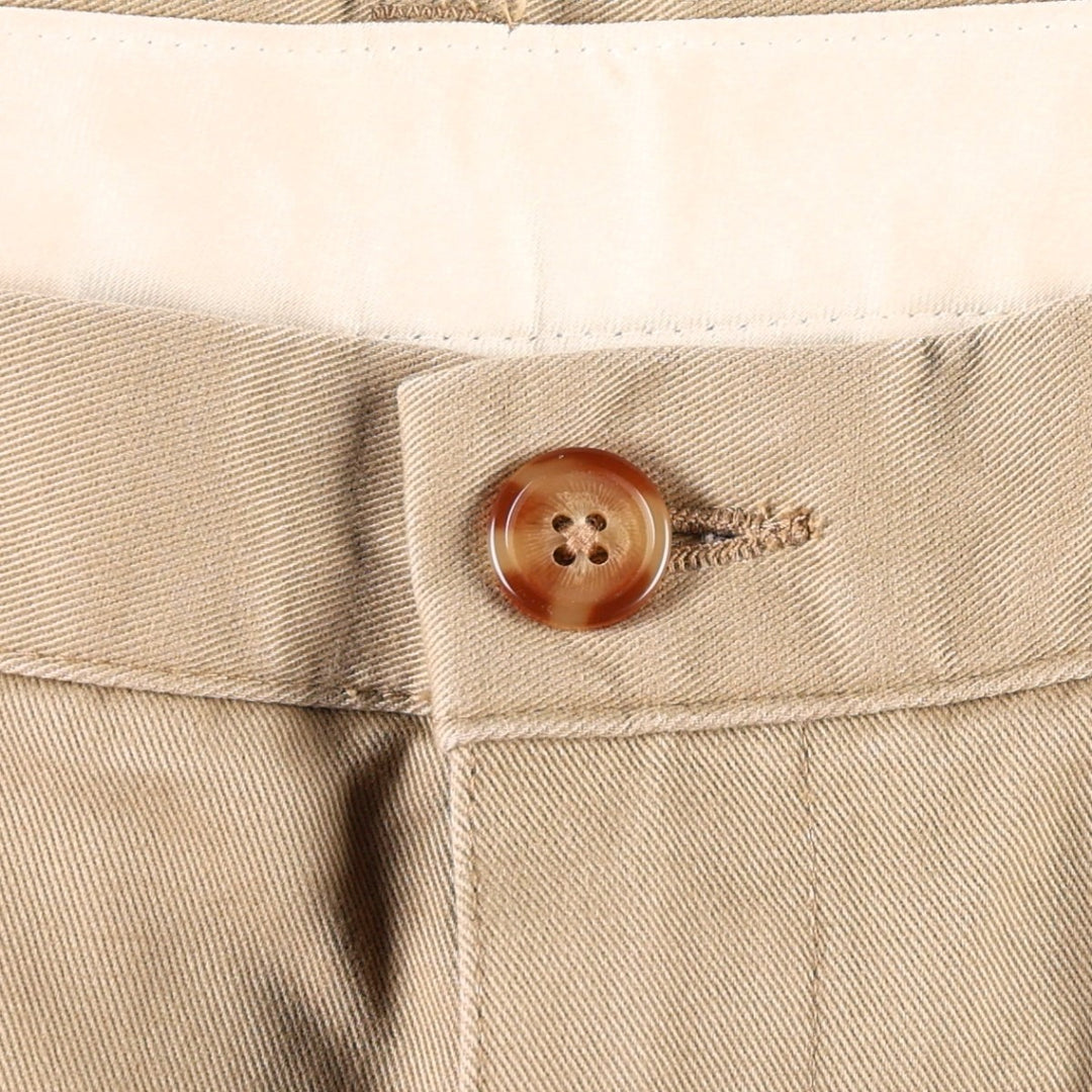 2000'S LLBean Classic Fit Men's Wide Leg Pants (equivalent to W32) with Zipper Fly cotton beige type brown Vintage Second Hand