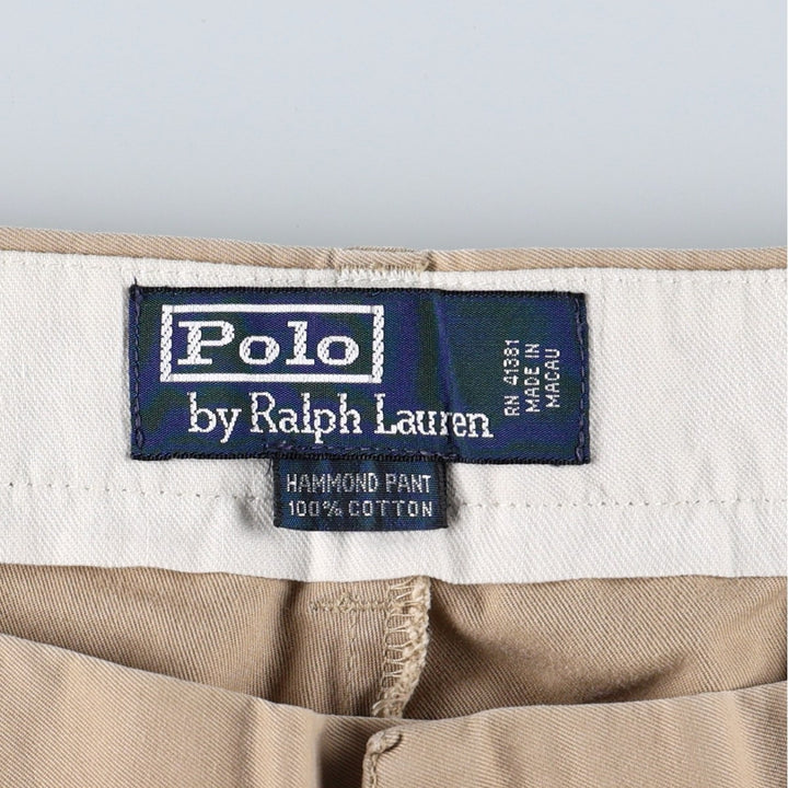 90'S Ralph Lauren POLO by Ralph Lauren HAMMOND PANT Men's W34 equivalent Wide Leg Pants Vintage cotton beige type brown Vintage Second Hand