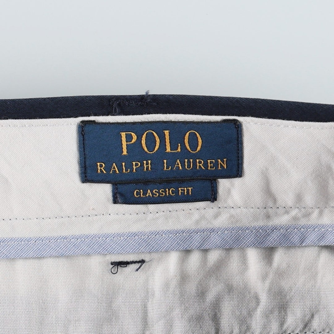 Ralph Lauren POLO by Ralph Lauren CLASSIC FIT Men's Wide-Leg Pants (equivalent to W34) cotton navy blue type Vintage Second Hand
