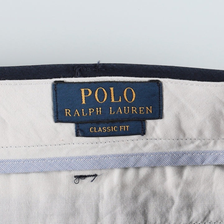 Ralph Lauren POLO by Ralph Lauren CLASSIC FIT Men's Wide-Leg Pants (equivalent to W34) cotton navy blue type Vintage Second Hand