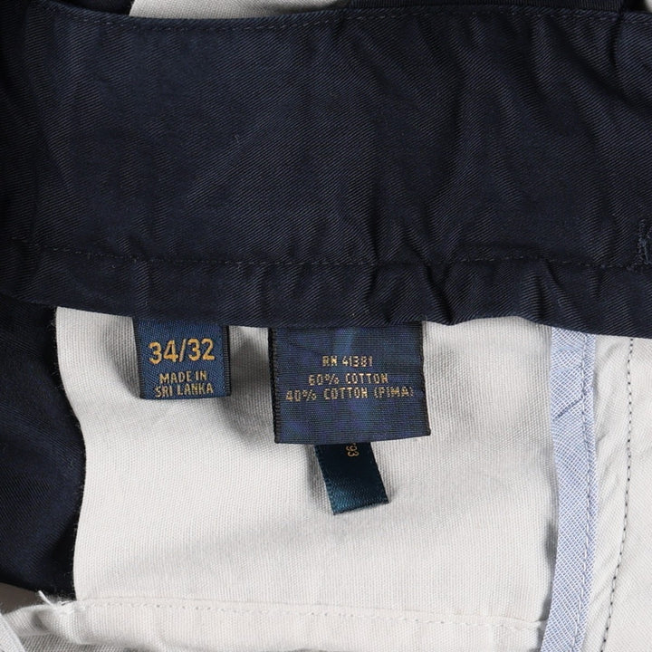 Ralph Lauren POLO by Ralph Lauren CLASSIC FIT Men's Wide-Leg Pants (equivalent to W34) cotton navy blue type Vintage Second Hand