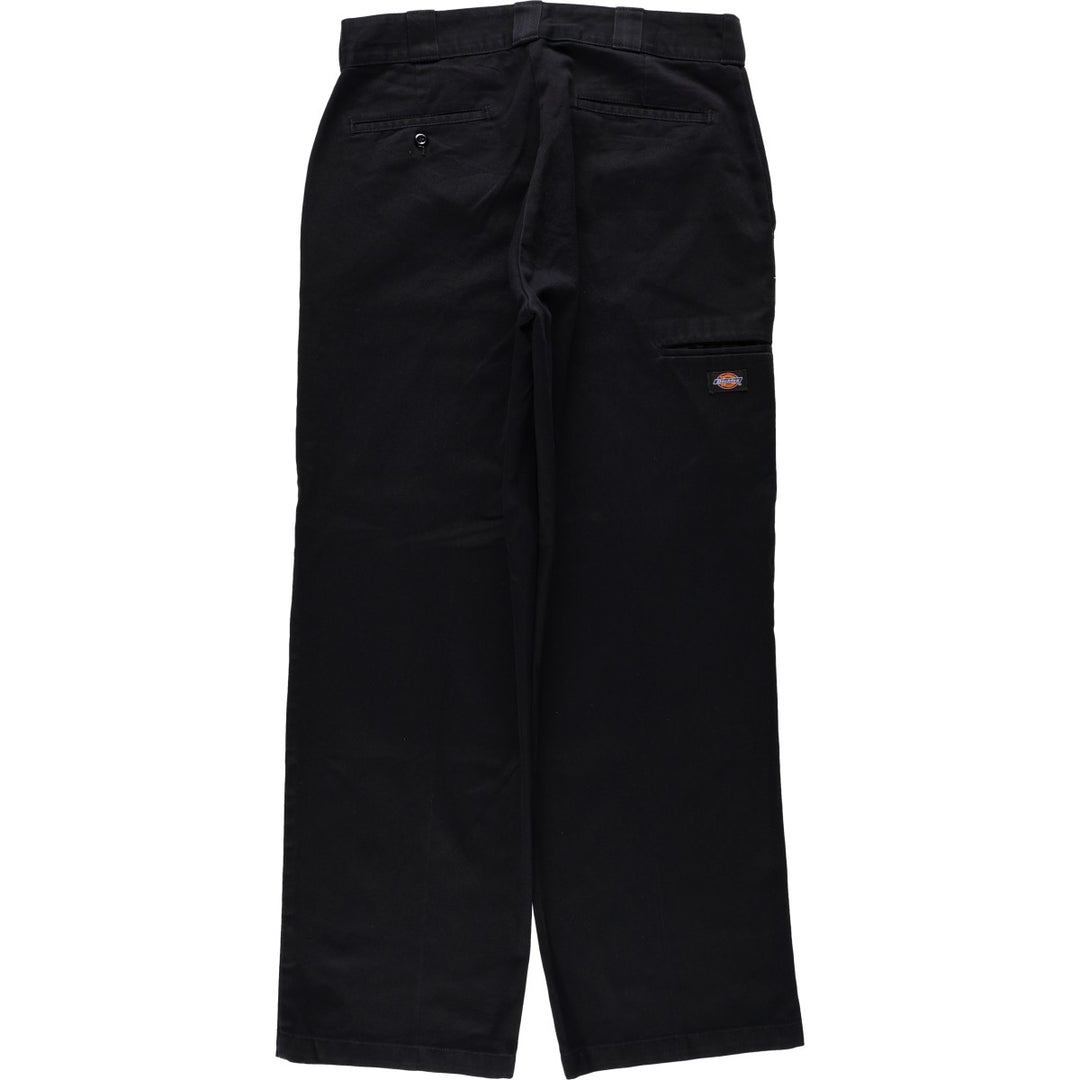 Dickies logo patch double-knee work pants, men's size W33 (approx.) polyester black type Vintage Second Hand