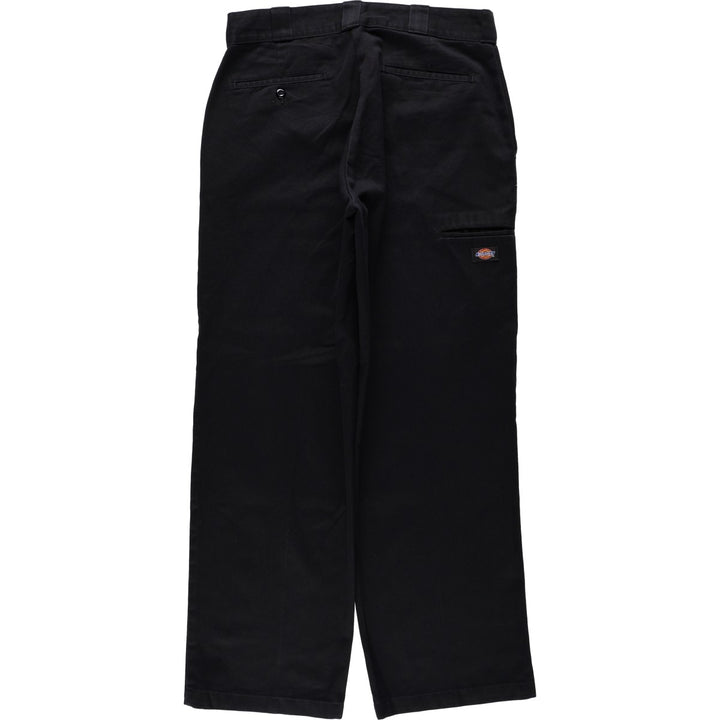 Dickies logo patch double-knee work pants, men's size W33 (approx.) polyester black type Vintage Second Hand