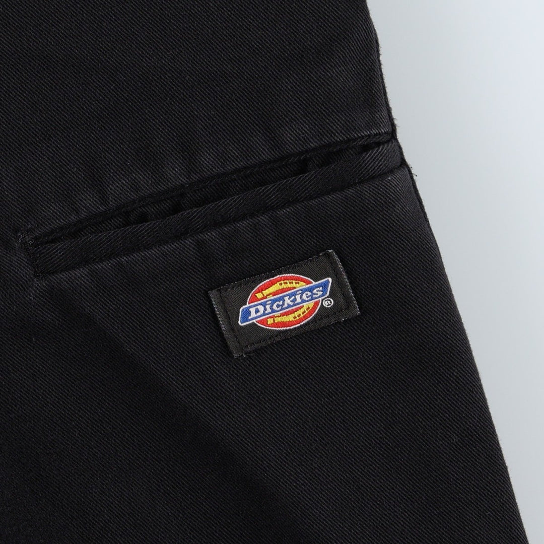 Dickies logo patch double-knee work pants, men's size W33 (approx.) polyester black type Vintage Second Hand