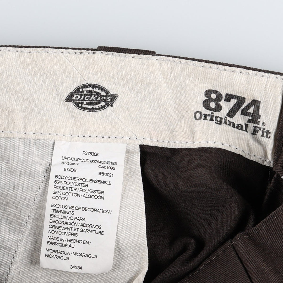 Dickies 874 Original Fit Work Pants, Men's, Size W34 polyester brown type Vintage Second Hand