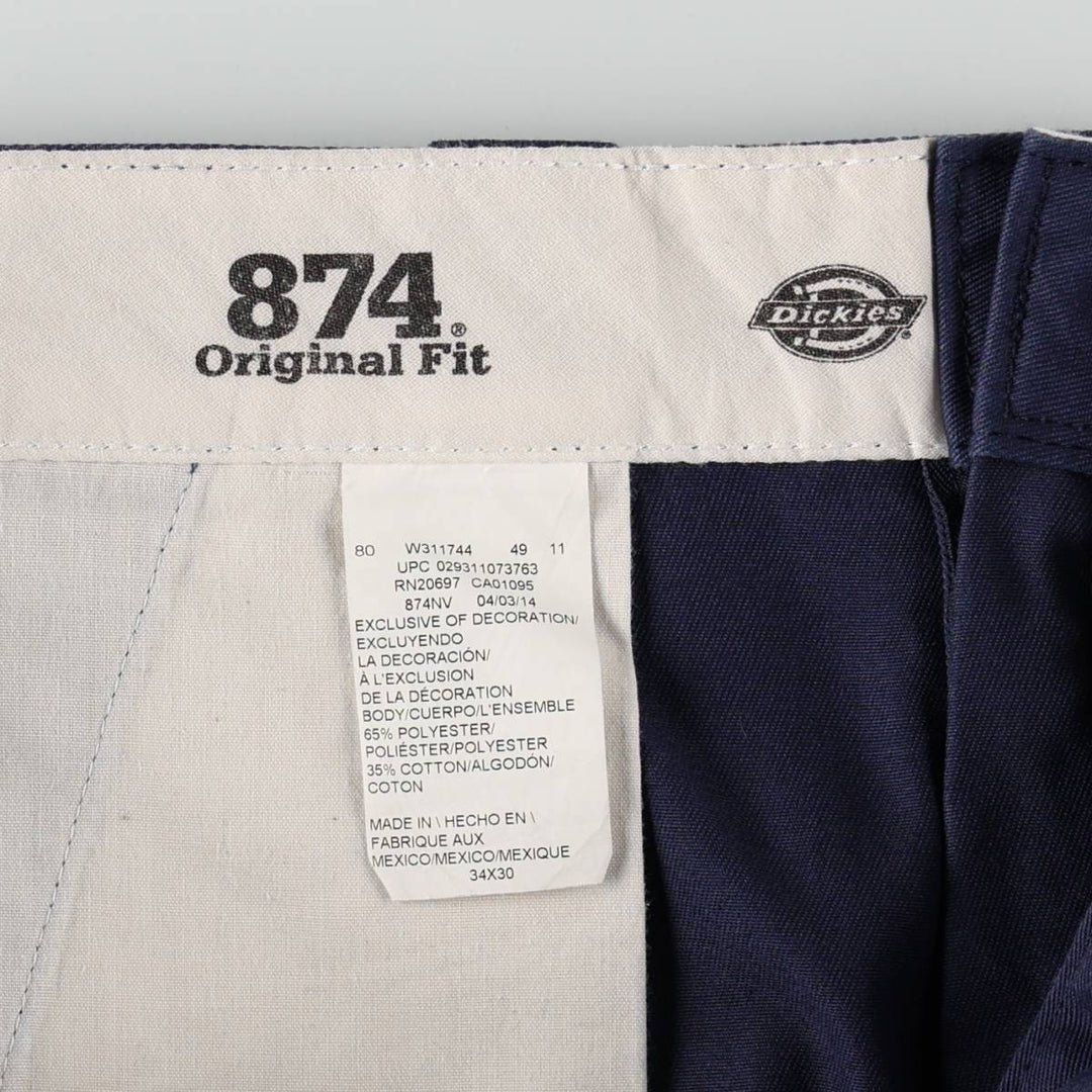 Dickies 874 Original Fit Work Pants, Men's, Size W34 polyester navy blue type Vintage Second Hand