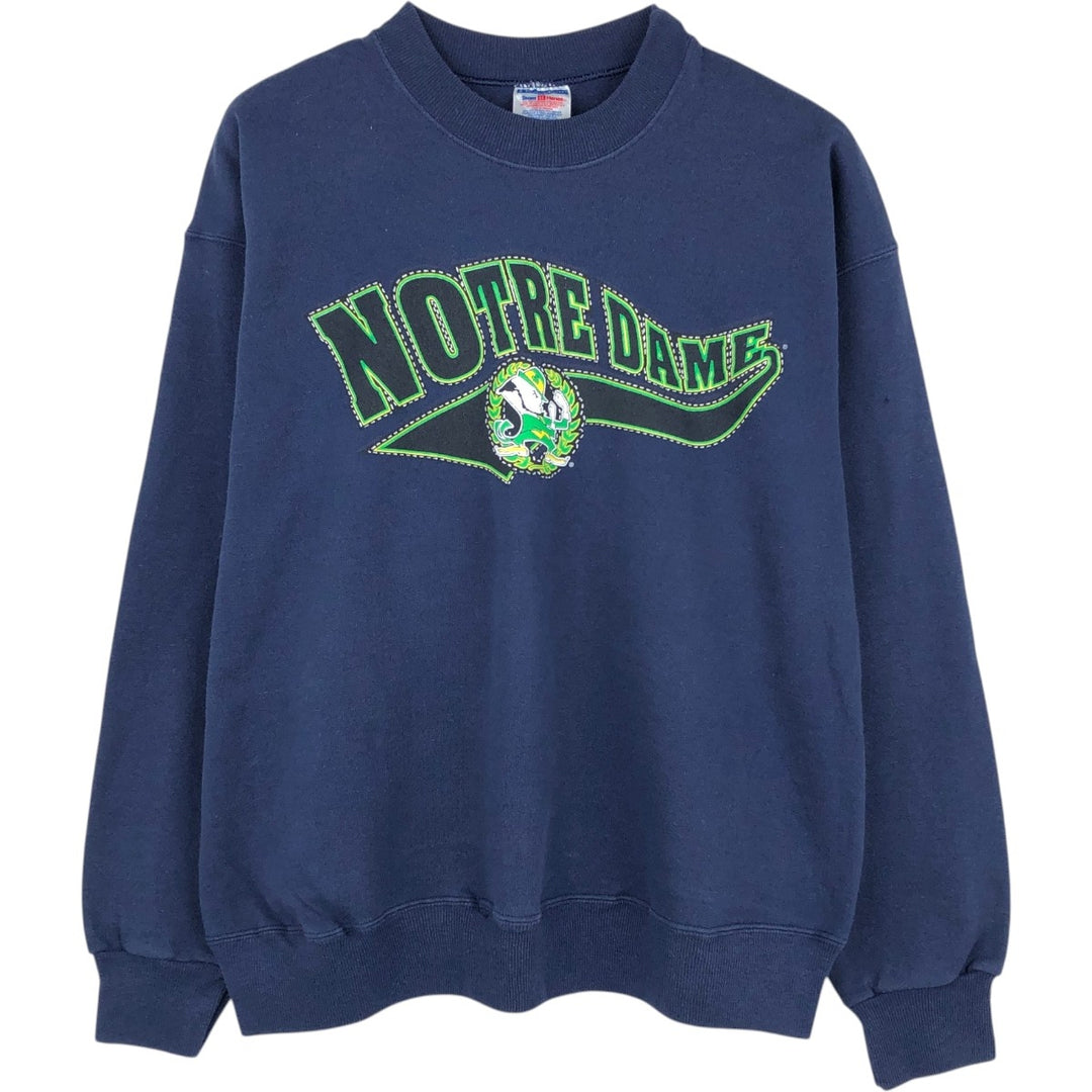 90'S ChampKnit by HANES Notre Dame University College Sweatshirt, Men's Size L (approx.), Vintage cotton navy blue type Vintage Second Hand