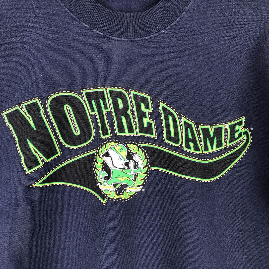90'S ChampKnit by HANES Notre Dame University College Sweatshirt, Men's Size L (approx.), Vintage cotton navy blue type Vintage Second Hand