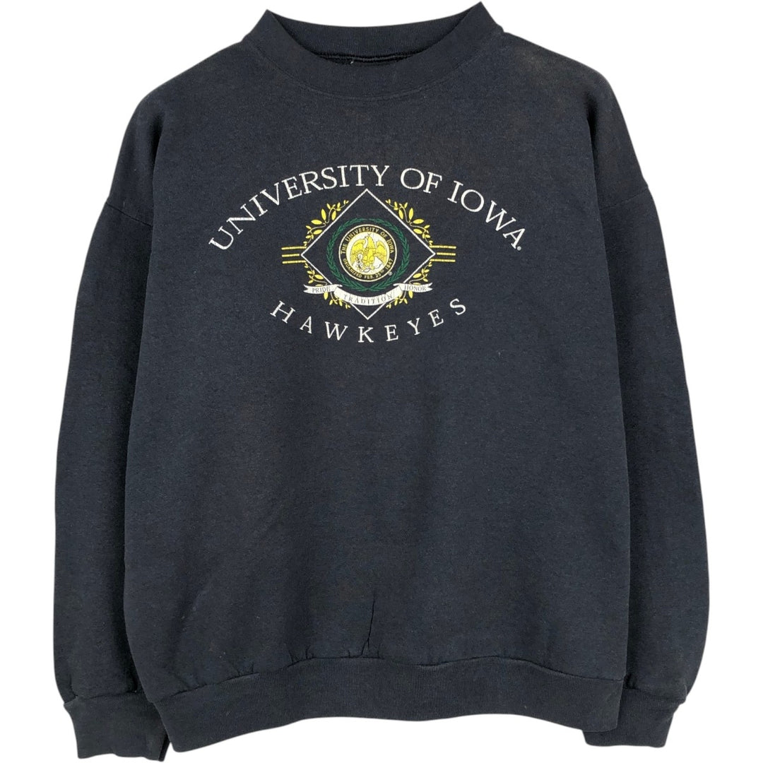 90'S TSI IOWA University of Iowa College Character Sweatshirt, Men's Size L (approx.), Vintage cotton navy blue type Vintage Second Hand