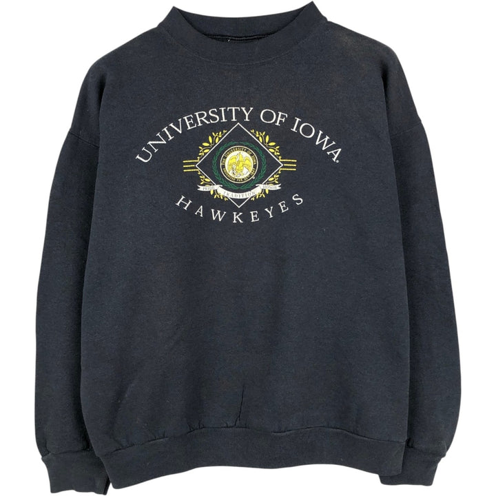 90'S TSI IOWA University of Iowa College Character Sweatshirt, Men's Size L (approx.), Vintage cotton navy blue type Vintage Second Hand