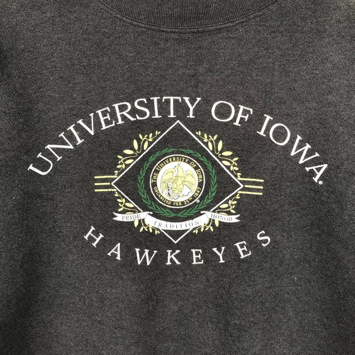 90'S TSI IOWA University of Iowa College Character Sweatshirt, Men's Size L (approx.), Vintage cotton navy blue type Vintage Second Hand