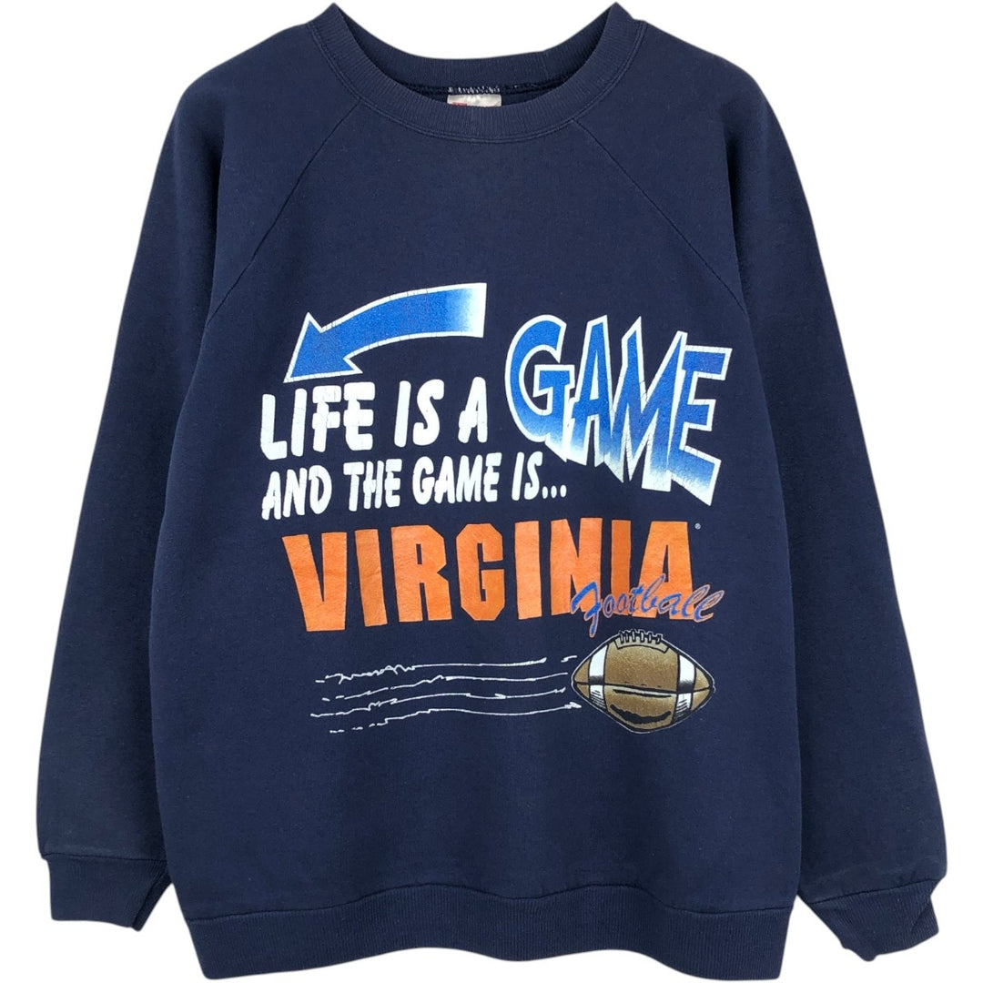 90'S Hanes Activewear College Sweatshirt, Made in USA, Men's Size L (approx.), Vintage cotton navy blue type Vintage Second Hand