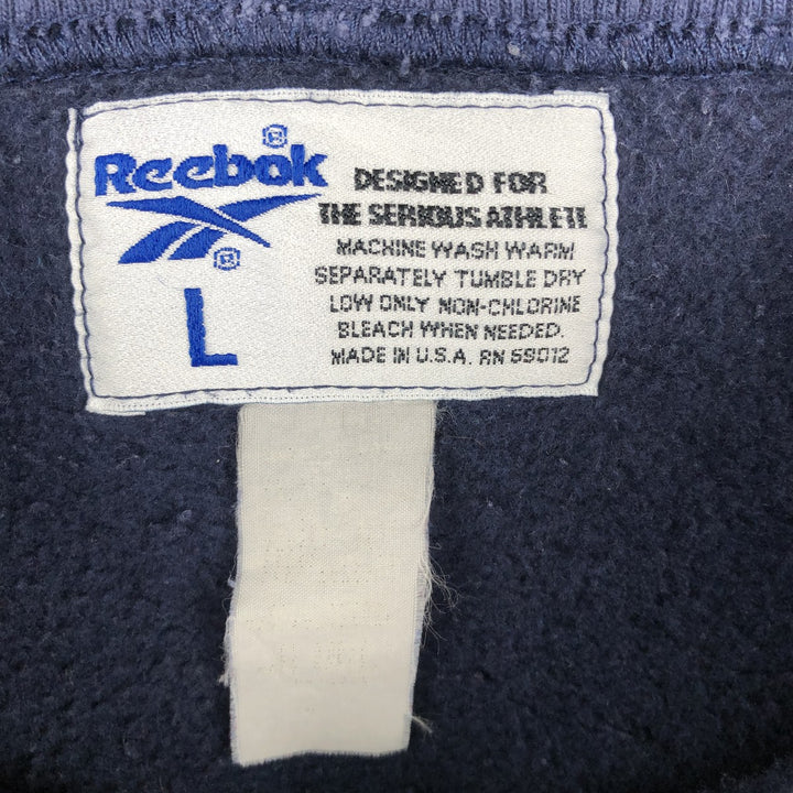 Reebok printed sweatshirt, made in the USA, men's size L equivalent. unclear navy blue type Vintage Second Hand