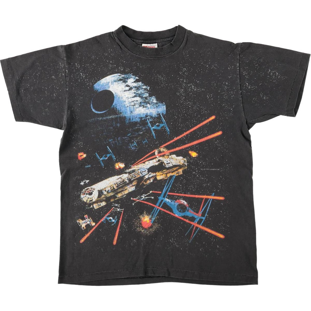 Hanes Heavyweight Star Wars Movie T-Shirt, Made in USA, Men's Size XL (approx.) cotton black type Vintage Second Hand