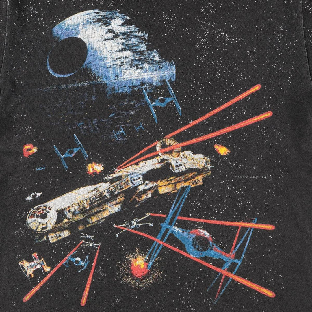 Hanes Heavyweight Star Wars Movie T-Shirt, Made in USA, Men's Size XL (approx.) cotton black type Vintage Second Hand