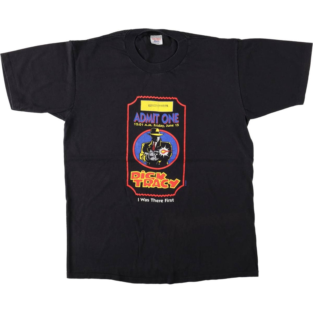 HUGGER Dick Tracy Movie T-Shirt, Made in USA, Men's Size L (approx.) cotton black type Vintage Second Hand