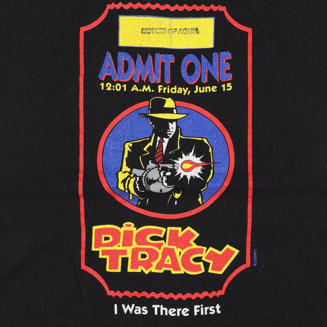 HUGGER Dick Tracy Movie T-Shirt, Made in USA, Men's Size L (approx.) cotton black type Vintage Second Hand