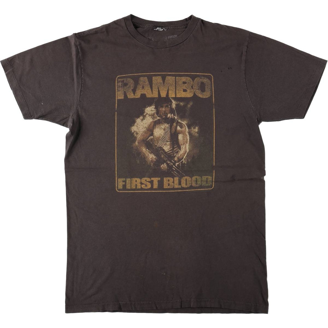 RAMBO movie t-shirt (men's size L) cotton black type Vintage Second Hand