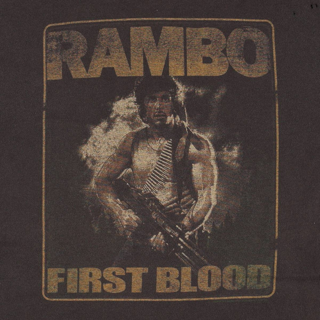 RAMBO movie t-shirt (men's size L) cotton black type Vintage Second Hand