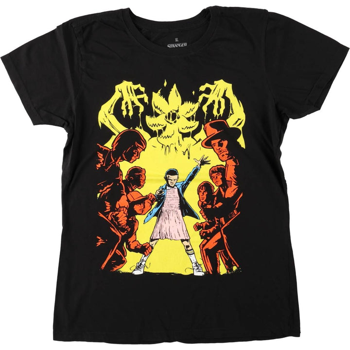 STRANGER THINGS Stranger Things Movie T-shirt Men's XL size unclear black type Vintage Second Hand