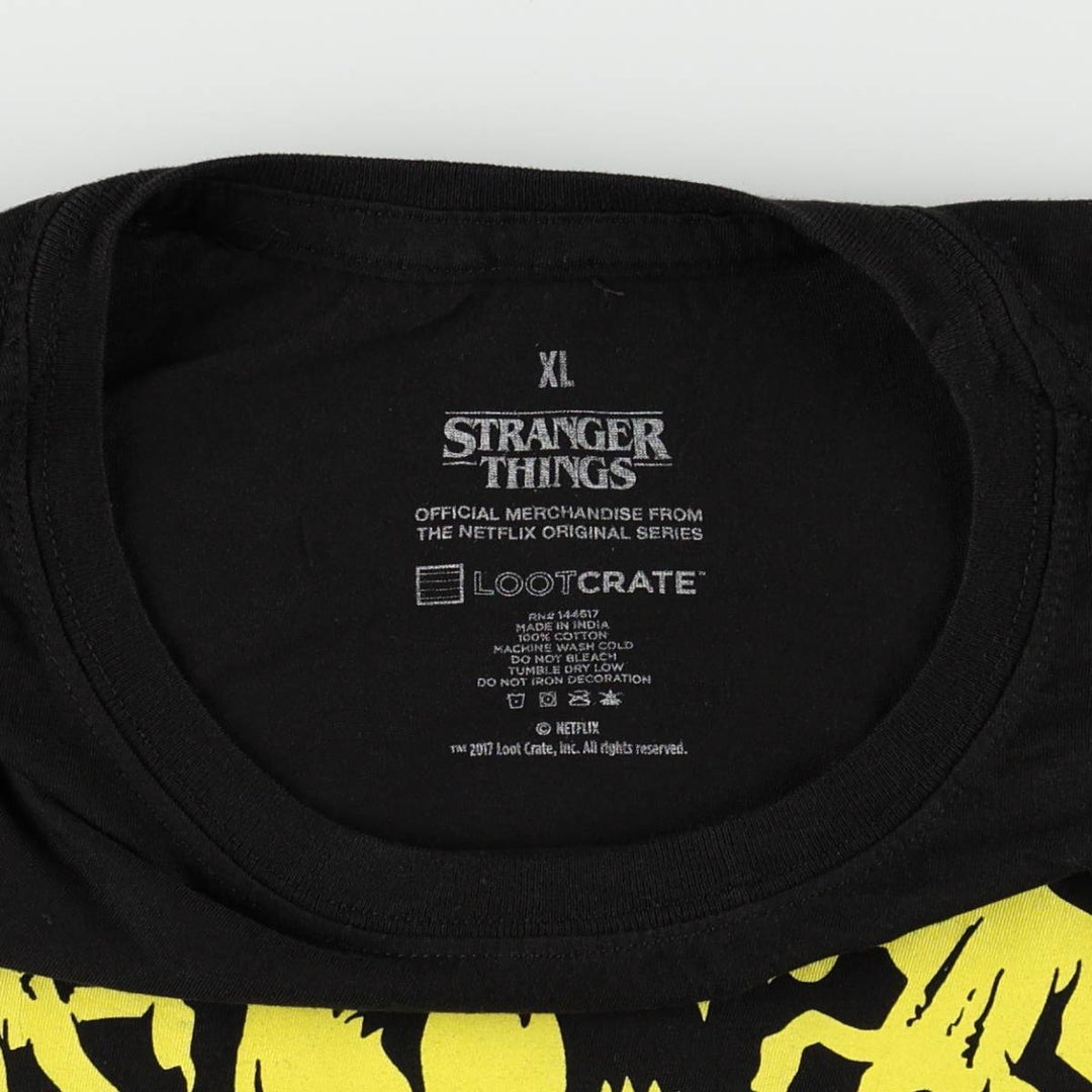 STRANGER THINGS Stranger Things Movie T-shirt Men's XL size unclear black type Vintage Second Hand