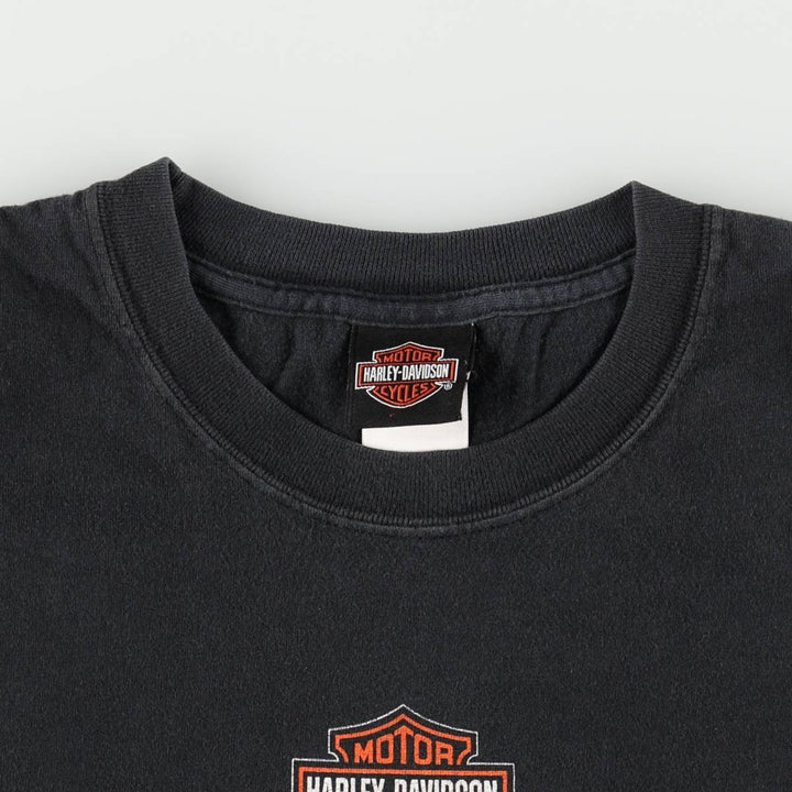 2000'S Harley-Davidson Wolf Pattern Motorcycle T-Shirt, Made in USA, Men's Size L (approx.), Faded cotton black type Vintage Second Hand