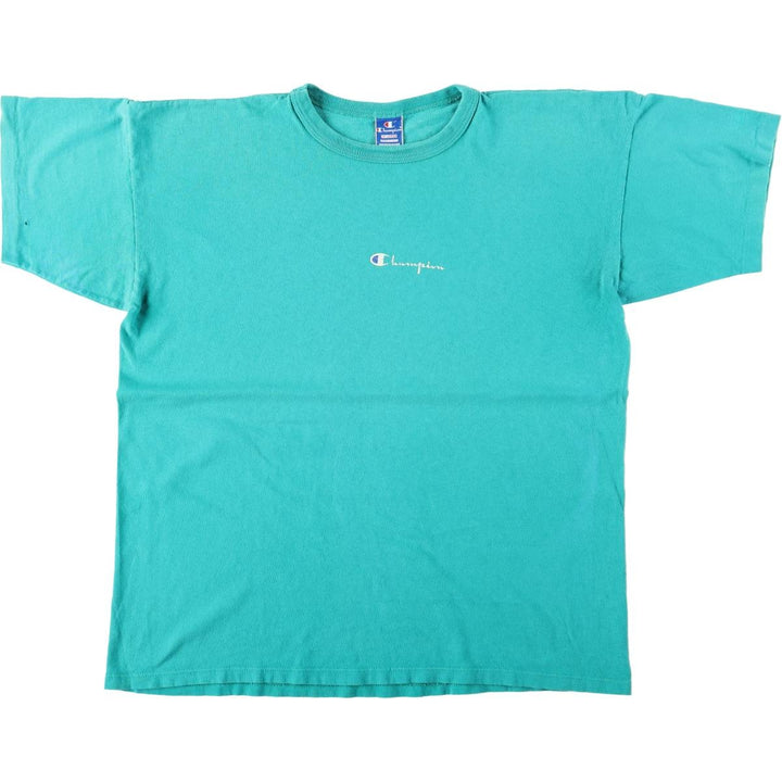 90'S Champion Short-Sleeve T-Shirt with One-Point Logo, Made in USA, Men's XXL Equivalent, Vintage cotton green type Vintage Second Hand