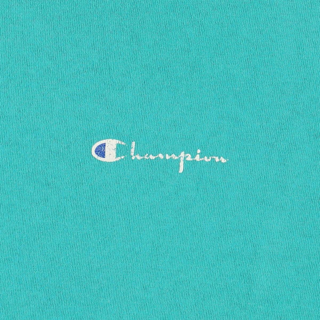 90'S Champion Short-Sleeve T-Shirt with One-Point Logo, Made in USA, Men's XXL Equivalent, Vintage cotton green type Vintage Second Hand