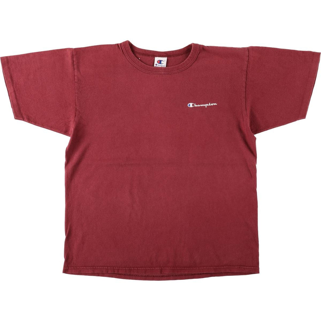 90'S Champion Authentic Athletic Apparel Short-Sleeve Logo T-Shirt, Made in USA, Men's Size L (Equivalent), Vintage cotton Red type red-purple Vintage Second Hand