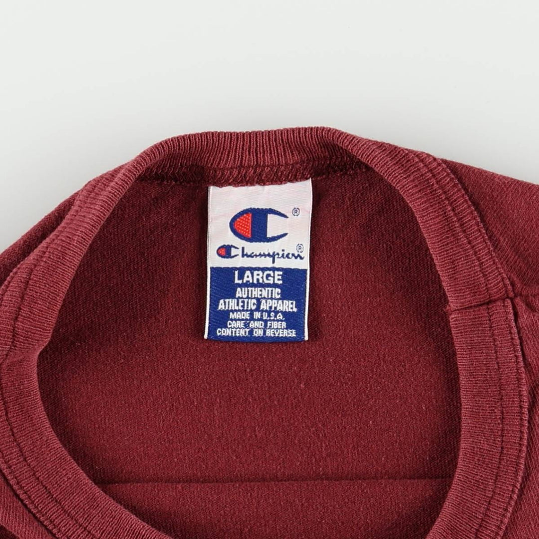 90'S Champion Authentic Athletic Apparel Short-Sleeve Logo T-Shirt, Made in USA, Men's Size L (Equivalent), Vintage cotton Red type red-purple Vintage Second Hand