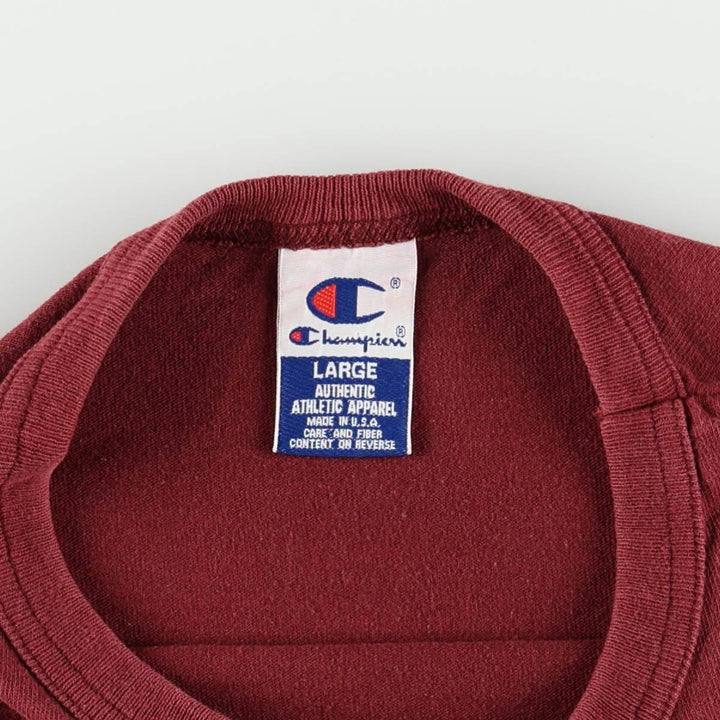 90'S Champion Authentic Athletic Apparel Short-Sleeve Logo T-Shirt, Made in USA, Men's Size L (Equivalent), Vintage cotton Red type red-purple Vintage Second Hand